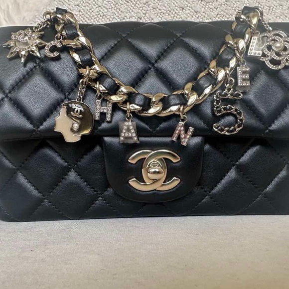 Chanel Mini Rectangle Coco Charms Flap Bag Black - Picture 10 of 10
